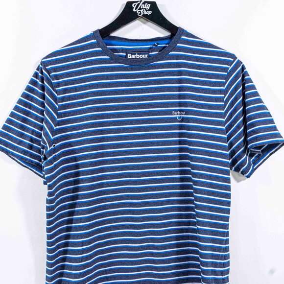 Barbour Striped Spell Out T-Shirt Surf Skate Medium Preppy Y2K Streetwear - Picture 3 of 9